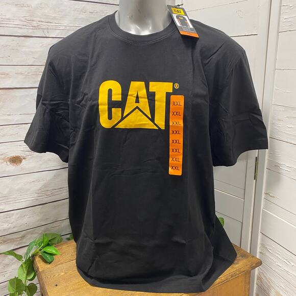 XXL Cat Caterpillar Heavy Dozer Machinery Equipment Logo Tee Shirt Black Yellow - Picture 1 of 5